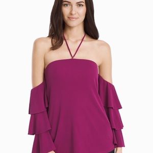 NWOT WHBM Olive Green Cold Shoulder Top